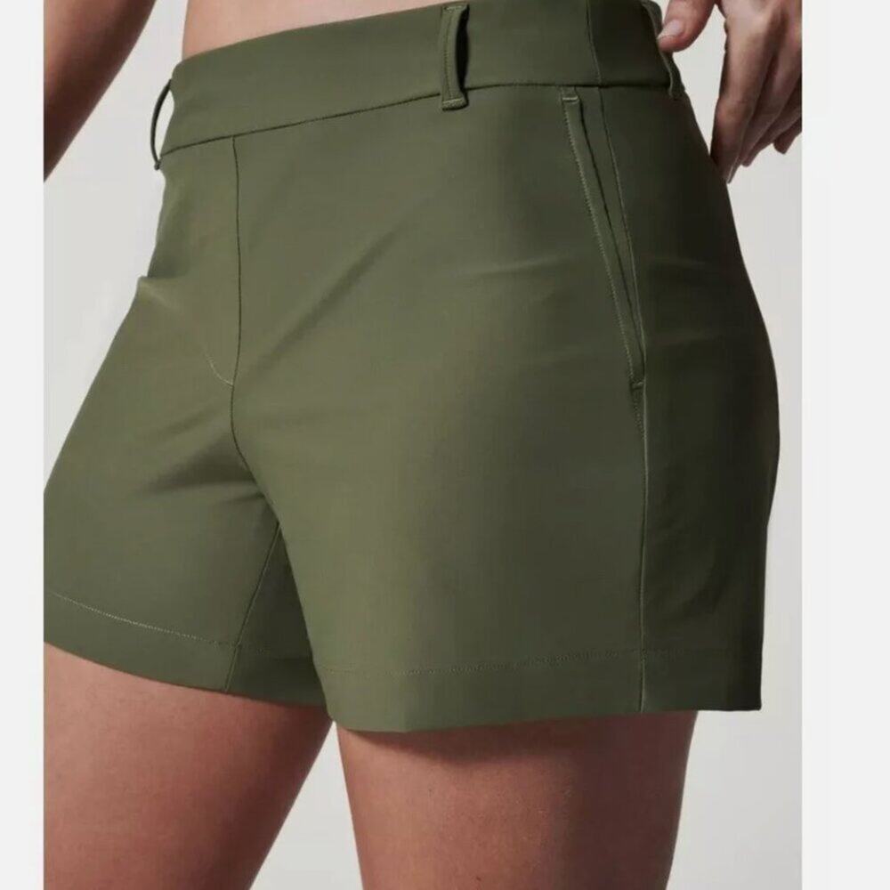 SPANX Olive Green High-Rise Tailored Bermuda Shorts